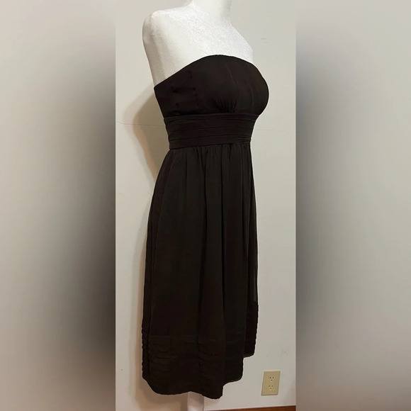 J. Crew Strapless Silk Chiffon Dress. Size 0.  Chocolate brown - Picture 4 of 15